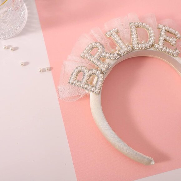 Bridal Hair Accessory Pearl Rhinestone Wedding Headband Bridal Party main image 5